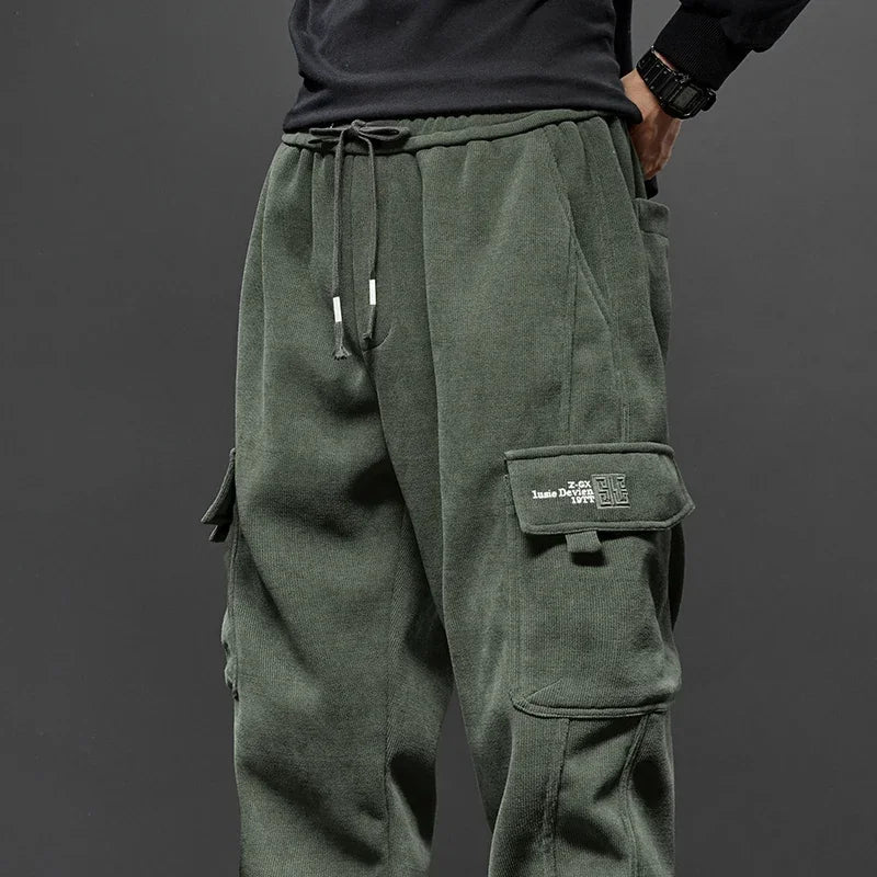 Men's Armygreen Gray and Black Cargo Joggers
