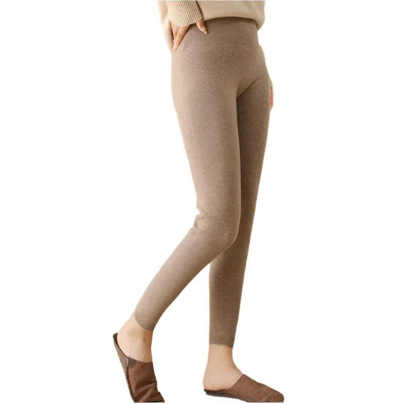 Versatile Cashmere Leggings Skin Tone Slim Fit