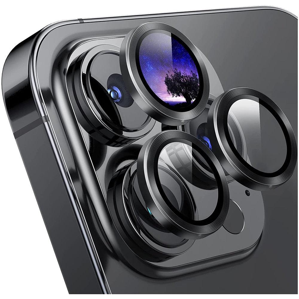 Camera Lens Protector for iPhone 14 Pro Max Plus 13 12 Mini 14Pro iPhone14 13Pro 14Plus 12Pro Glass Protection Protective Film Metallic Camera Ring Lens Protector with Glass Cover