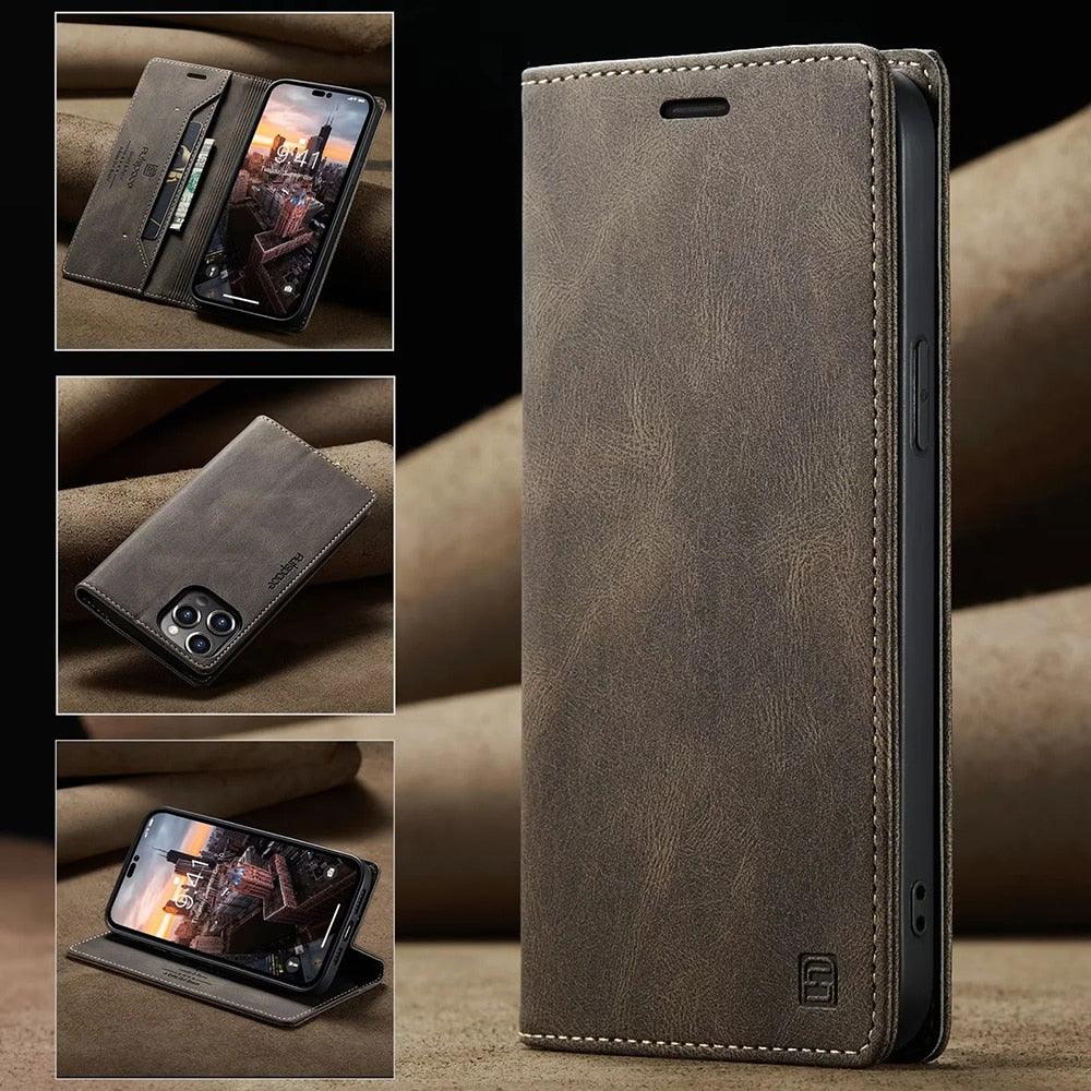 Vintage Wallet Case Card Holder Kickstand Built-in Magnetic Flip Leather Case for iPhone Leather Cases for iPhone 14 13 12 11 Pro Max Mini XR XS Max 8 7 6s Plus Wallet Flip Cover