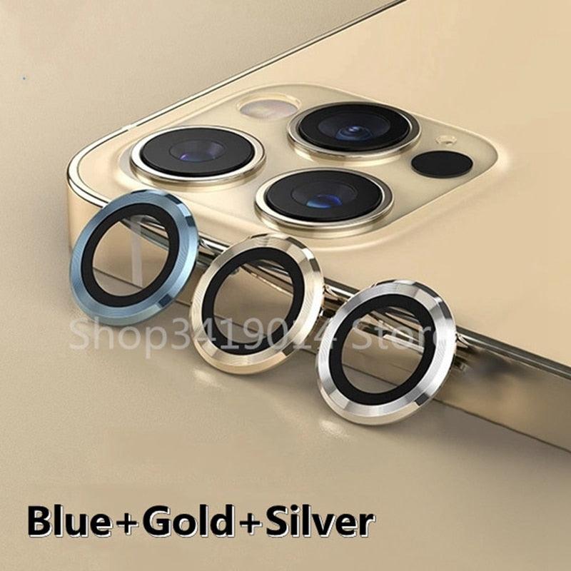Camera Lens Ring For iPhone 13 14 12 Pro Max Mini Full Cover Metal Ring Tempered Glass On iPhone13pro Back Screen Protector Camera Tempered Glass Protective Film Aluminum Alloy Camera Lens Cover