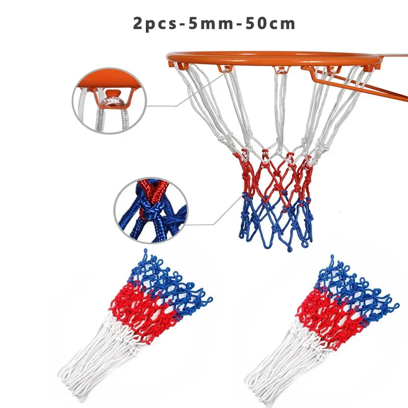 Durable Tri-Color Basketball Net for Powerful Dunks