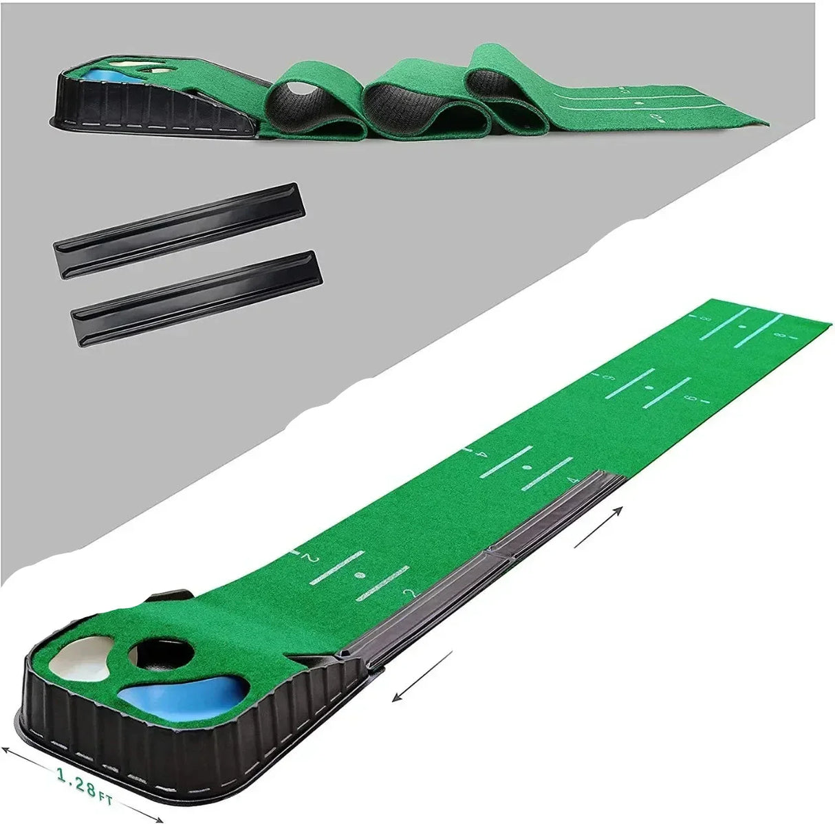 Indoor Golf Putting Mat Putter Trainer Green Carpet Ball Return