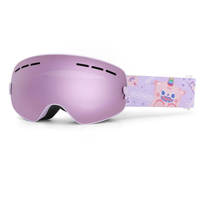 Snowboard Goggles for Kids Ages 4-15 Cartoon Straps