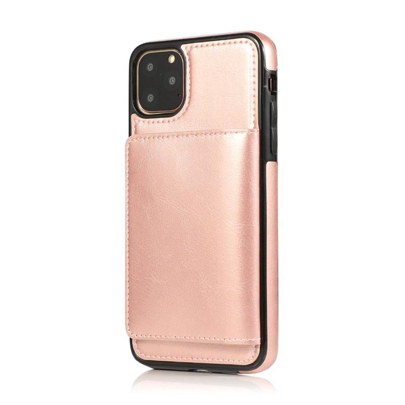 Leather Wallet Case For iPhone 11 Pro Max XS Max XR X 8 7 6S 6Plus 5 5S With Stand Card Pocket Case Cover Shockproof Texture PU Leather Wallet Cover