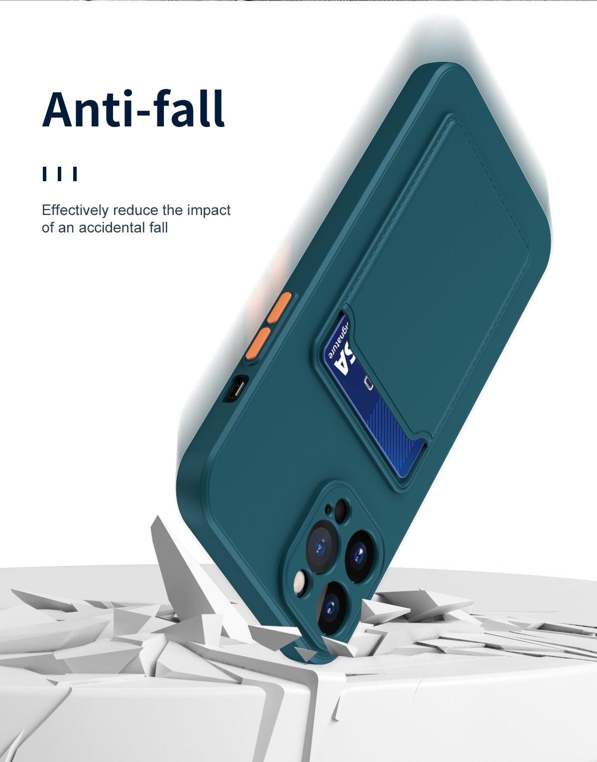 White Luxury Card Holder Phone Case for iPhone 13 12 Pro Wallet Soft Back Cover Shockproof Cute Protective Case for iPhone Cute Case With Card Holder