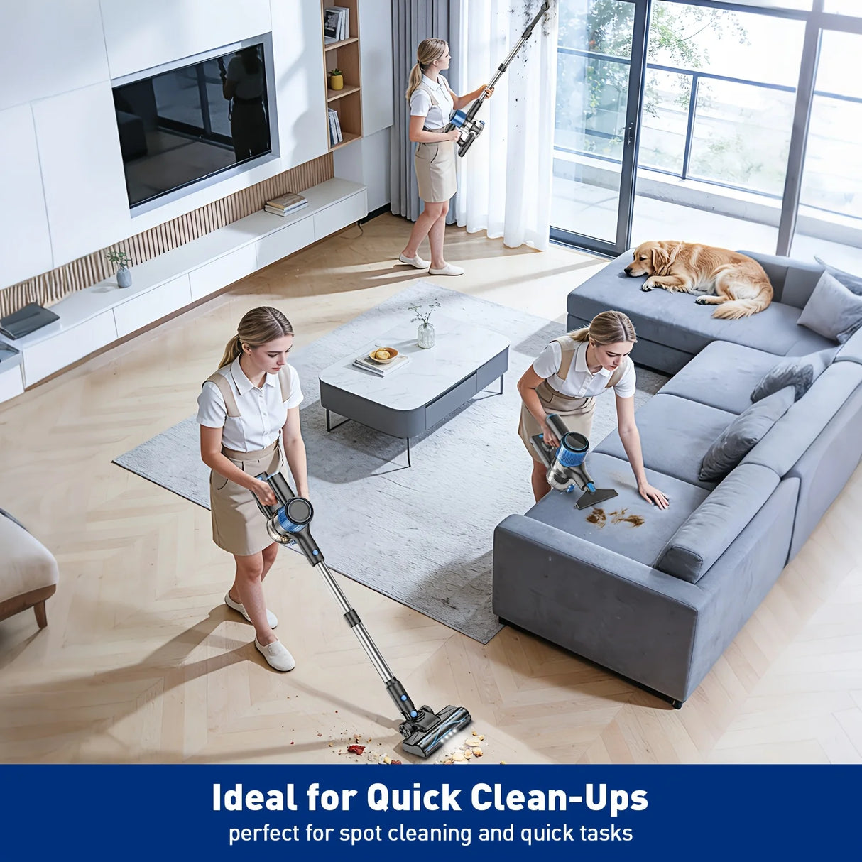 Cordless Vacuum Cleaner,55Kpa/45Mins/8 in 1 Powerful Suction,Self-Standing, 3 Suction Modes, Vacuum for Floor Carpet Pet Hair