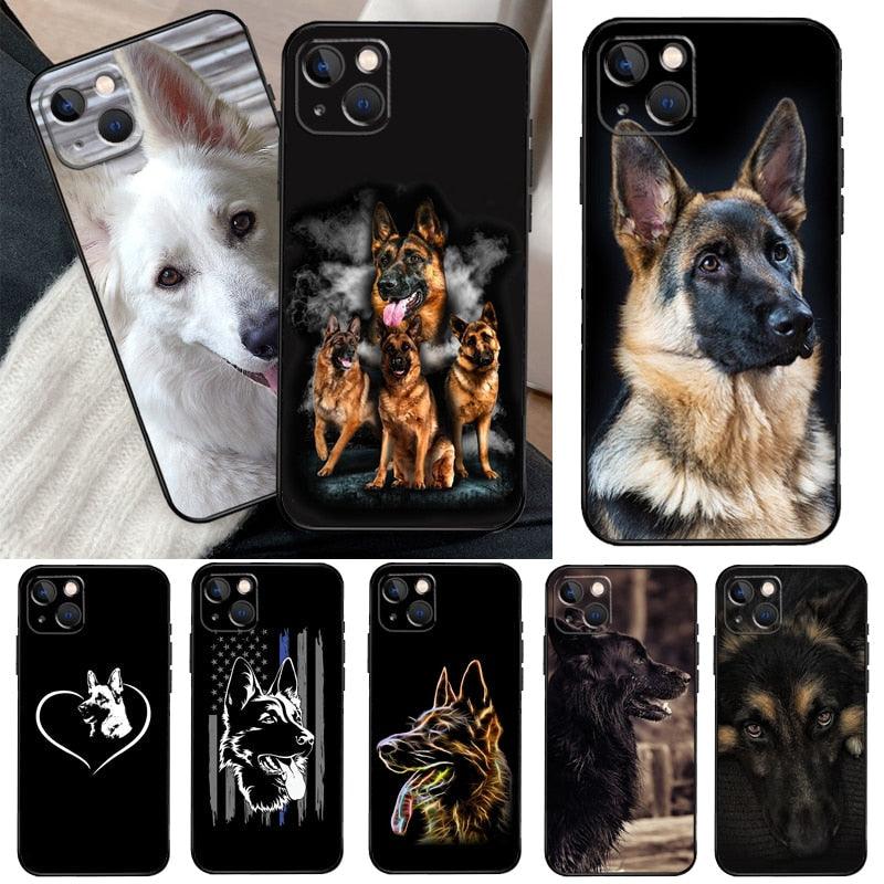 Cartoon German Shepherd Phone Case MAsk Dog Case For iPhone 13 12 Mini 11 14 Pro Max 6S 8 7 Plus SE 2022 2020 X XS Max XR Back Cover Poodle Dog Phone Case Compatible with iphone