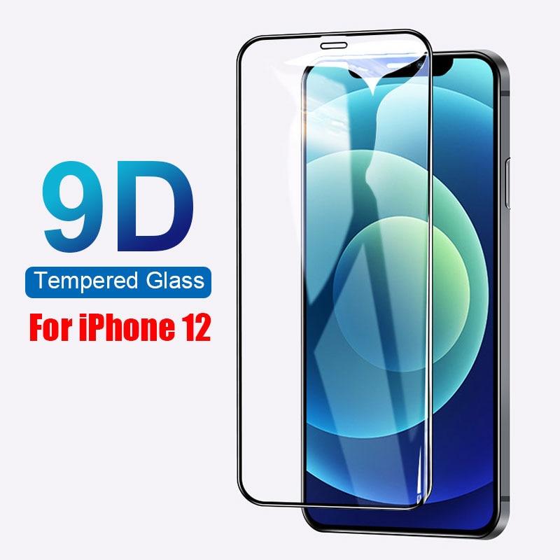 9D Full Cover Glass Screen Protector for IPhone 11 Pro Max 14 12 X s XS XR Tempered Glass on IPhone 13 Mini 7 8 6S Plus SE Film Tempered Glass Screen Protector Compatible for iPhone