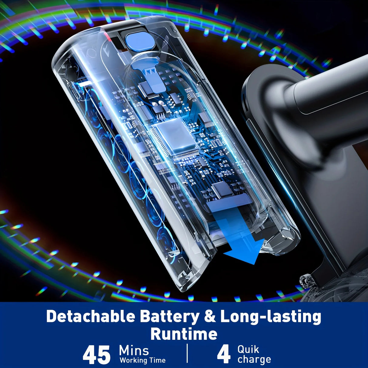 Cordless Vacuum Cleaner,55Kpa/45Mins/8 in 1 Powerful Suction,Self-Standing, 3 Suction Modes, Vacuum for Floor Carpet Pet Hair