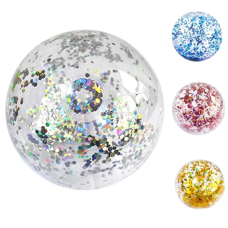 40/60cm Inflatable Glitter Beach Ball Perfect for Summer Pool Parties!