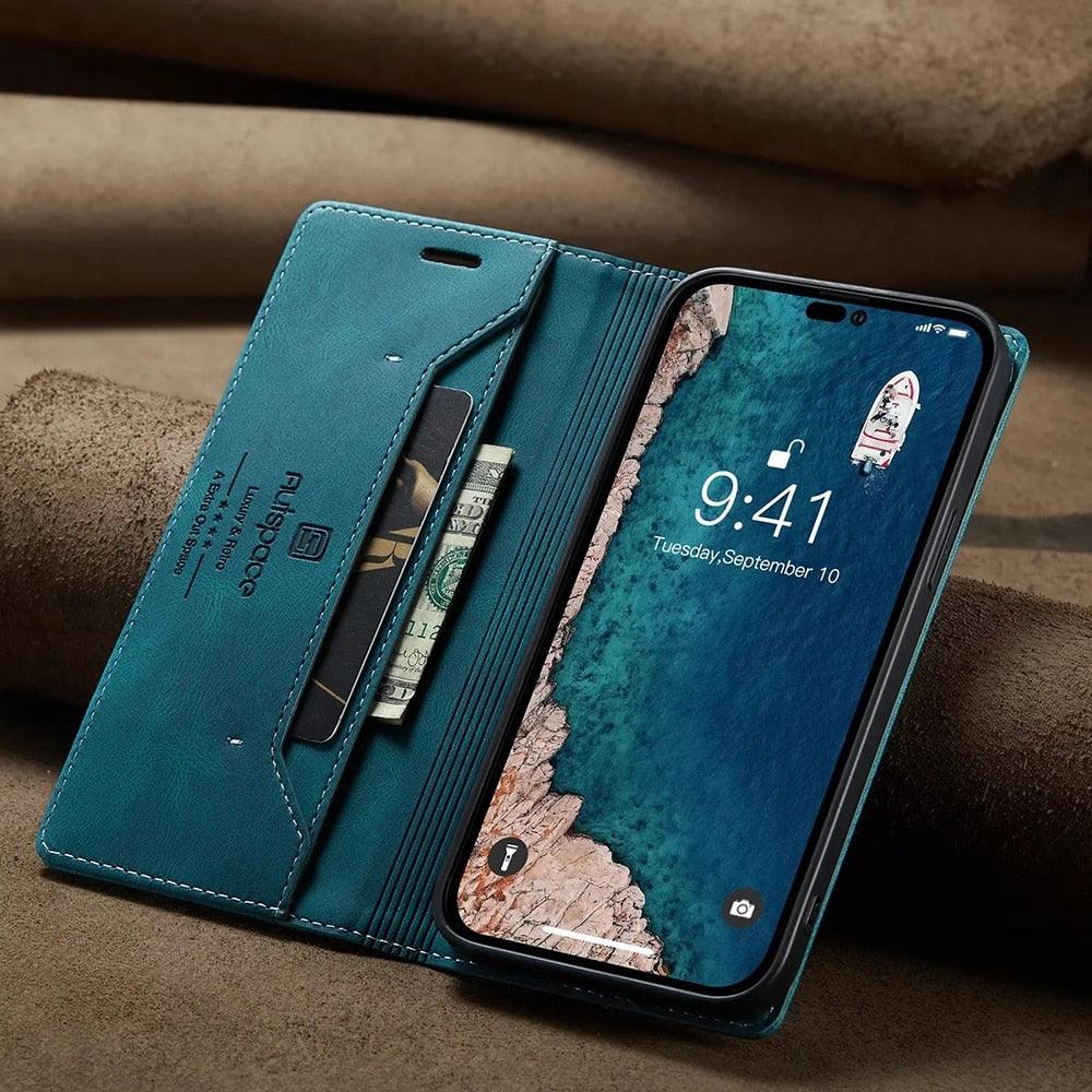 Vintage Wallet Case Card Holder Kickstand Built-in Magnetic Flip Leather Case for iPhone Leather Cases for iPhone 14 13 12 11 Pro Max Mini XR XS Max 8 7 6s Plus Wallet Flip Cover
