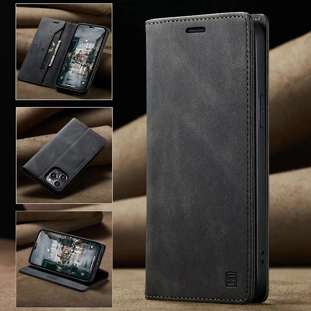 Vintage Wallet Case Card Holder Kickstand Built-in Magnetic Flip Leather Case for iPhone Leather Cases for iPhone 14 13 12 11 Pro Max Mini XR XS Max 8 7 6s Plus Wallet Flip Cover