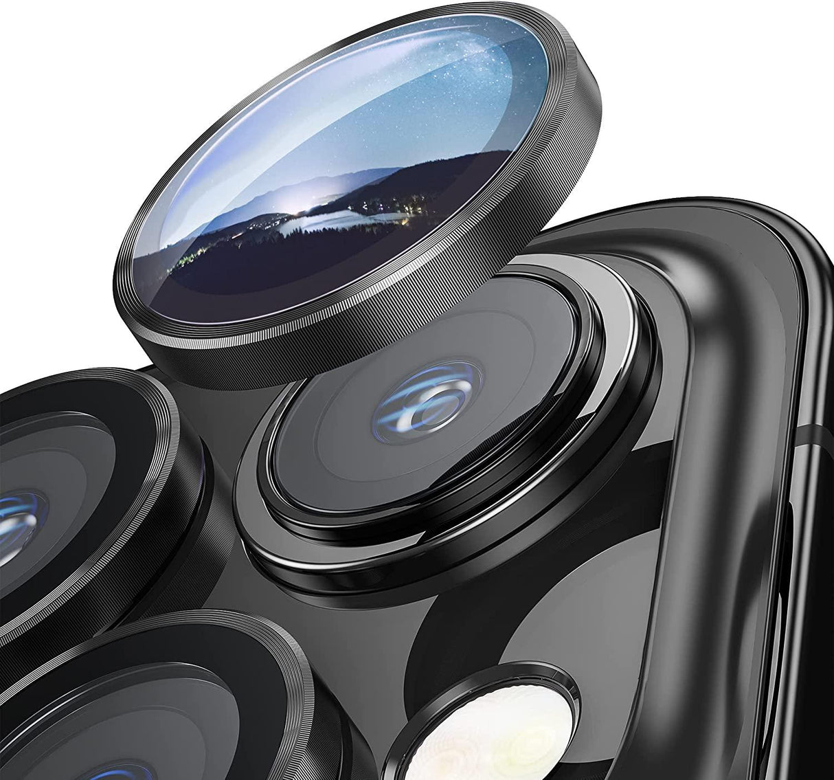 Camera Lens Protector for iPhone 14 Pro Max Plus 13 12 Mini 14Pro iPhone14 13Pro 14Plus 12Pro Glass Protection Protective Film Metallic Camera Ring Lens Protector with Glass Cover