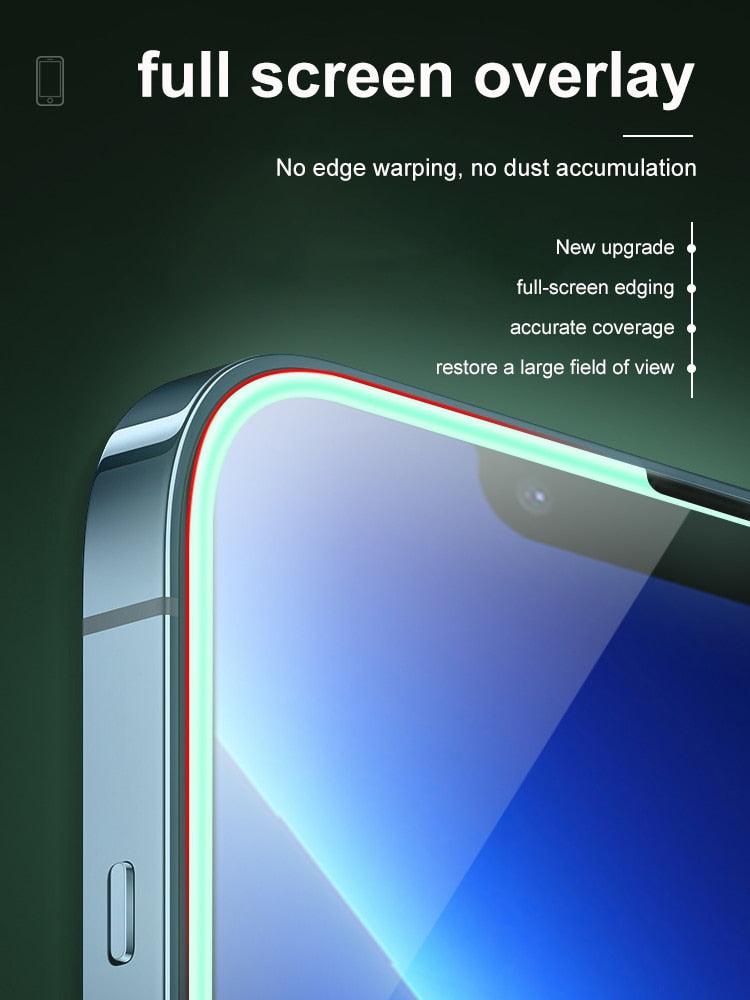 2Pcs Luminous Protective Glass For iPhone 14 13 12 11 Pro Max X XR XS Screen Protector For 7 8 6 Plus SE3 Glowing Tempered Glass Luminous Glowing Tempered Glass Screen Protector for iPhone