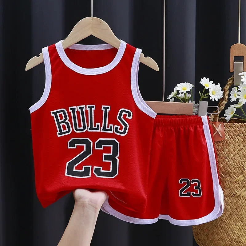 Summer Kids Basketball Jersey and Shorts Set