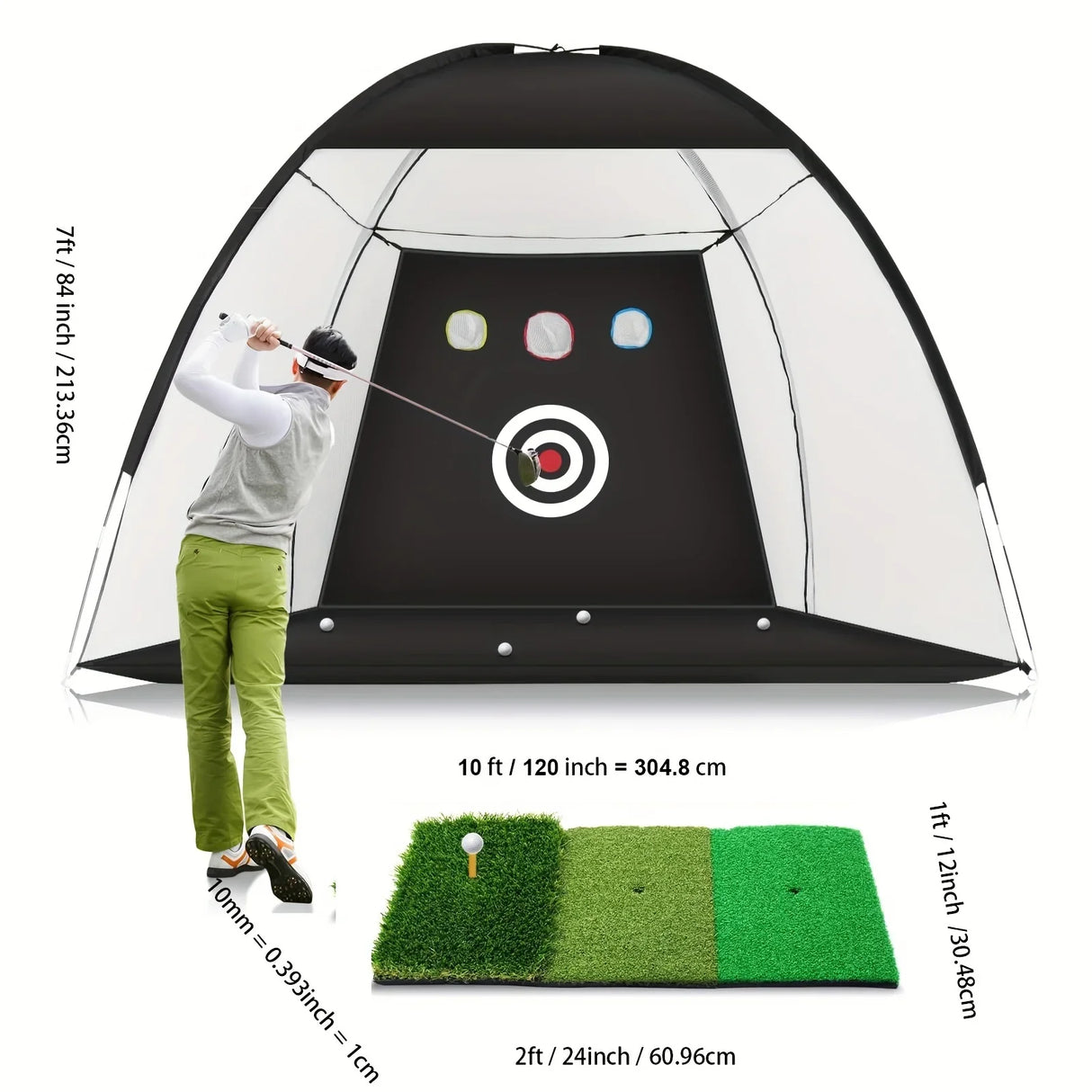 Golf Practice Net with Mat Balls and Tee