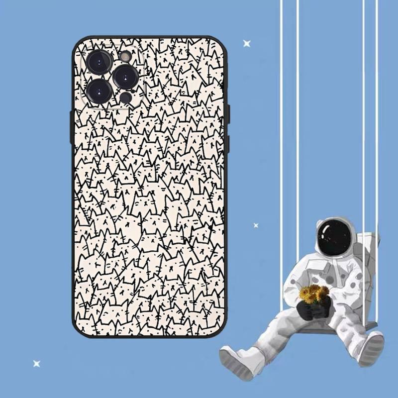 Cat Cute Art Phone Case For Iphone 8 7 6 6s Plus X Se 2020 Xr Xs 14 11 12 13 Mini Pro Max Mobile Case Transparent Soft Protective Clear Case Compatible For Iphone