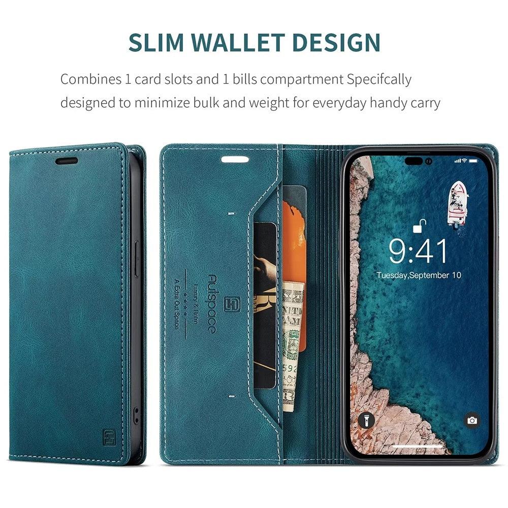 Vintage Wallet Case Card Holder Kickstand Built-in Magnetic Flip Leather Case for iPhone Leather Cases for iPhone 14 13 12 11 Pro Max Mini XR XS Max 8 7 6s Plus Wallet Flip Cover