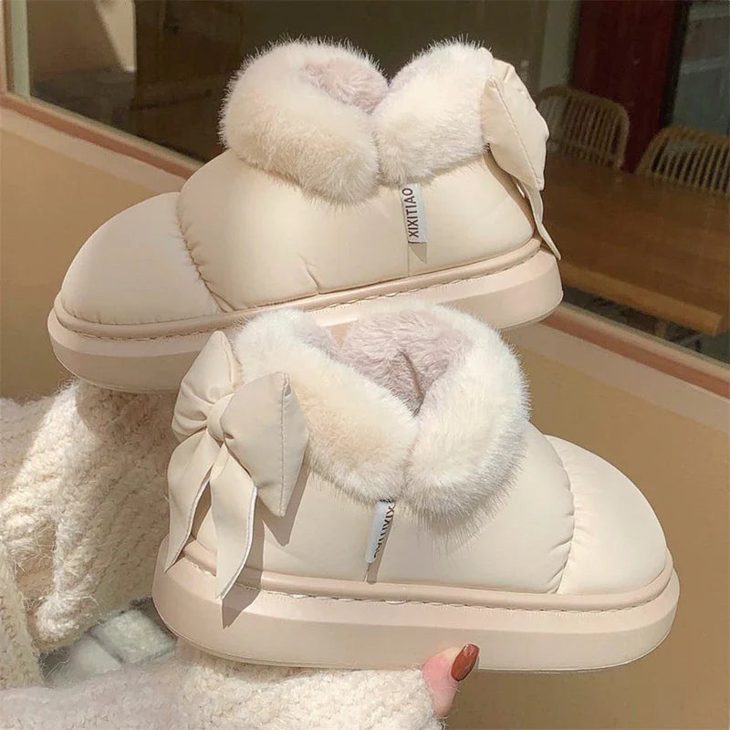 Women's Snow Boots Bow Knot Plush Lined