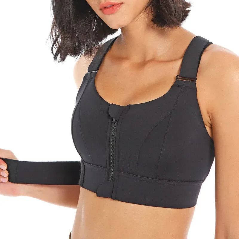 Plus Size Zippered Sports Bras for High Impact Workouts