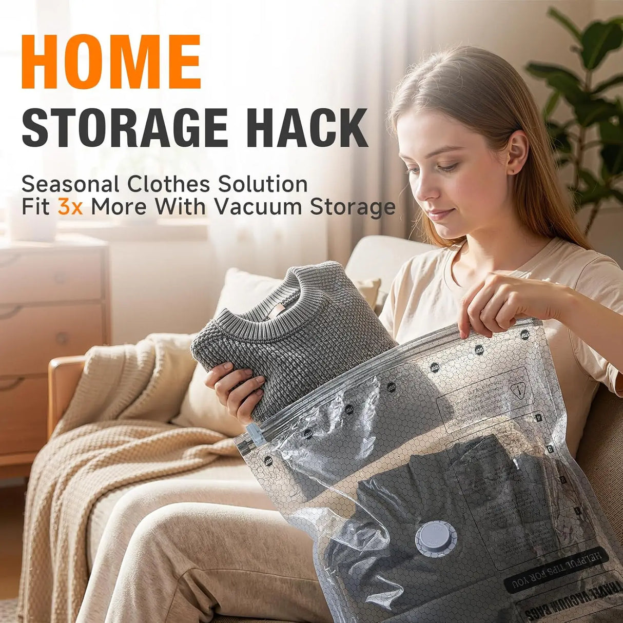Vacuum Storage Bags with Electric Pump, Space-Saving Compression Pouches, Portable Mini Cordless Vacuum Sealer, Ultra-Compact Lightweight Travel Organizer