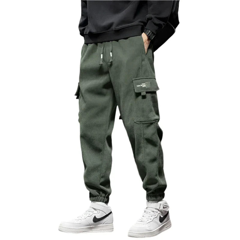 Men's Armygreen Gray and Black Cargo Joggers