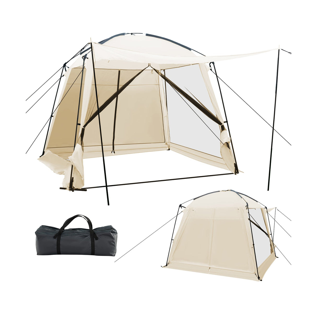 10 x 10 Feet Screened Canopy Tent w/ Vestibule and Zippered Door-Beige by DirectDeals