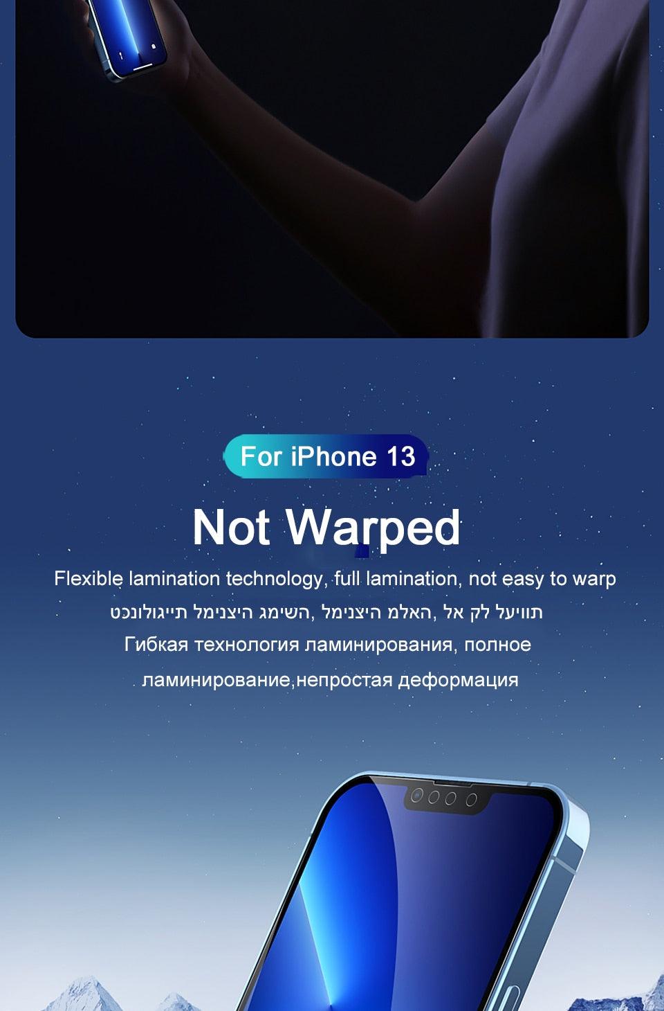 Full Cover Film For iPhone 13 12 11 14 Pro MAX Mini Screen Protector XS Max XR X 7 8 6S Plus SE 2020 Phone Accessories Screen Protector Ultra Strengthened Tempered Glass