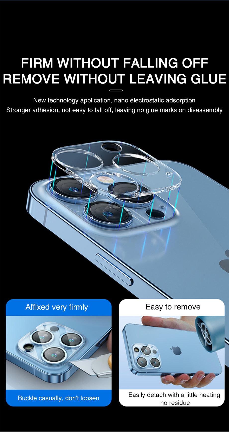 Full Cover HD Back Camera Glass Protectors for iPhone 13 12 Pro Max 13Mini Lens Protective Glass Film on IPhone 11 14 PRO MAX XS Ultra Thin Tempered Glass Camera Lens Screen Protector