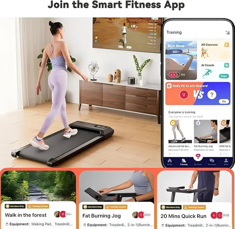 2-in-1 Walking Treadmill: 2.5HP Mini Folding Pad with App & Remote