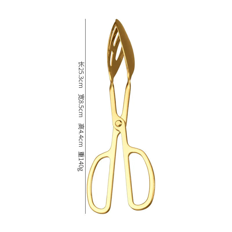 Stainless Steel Buffet Tongs Scissors Serving BBQ Tools for Salad Bread Kitchen Accessories