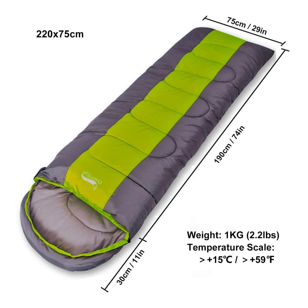 Camping Sleeping Bag Lightweight 4 Season Warm & Cold Envelope