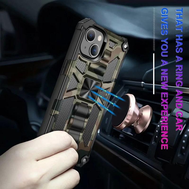 Magnetic Army Green Shockproof Durable Cover Compatible iPhone 14 Case for iPhone 14 Pro Max 14 Plus 11 12 13 Pro Max XS Camouflage Armor Heavy Protection Phone Case Cover