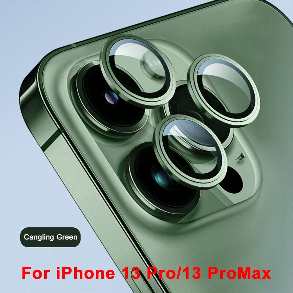 3D Protective Glass Camera Protector Cover For iPhone 13 Pro Max i Phone 13Pro 13 Mini Rear Lens Metal Ring Protect Camera Lens Case Individual Metal Scratch Resistant HD Clear Case Tempered Glass Camera Case