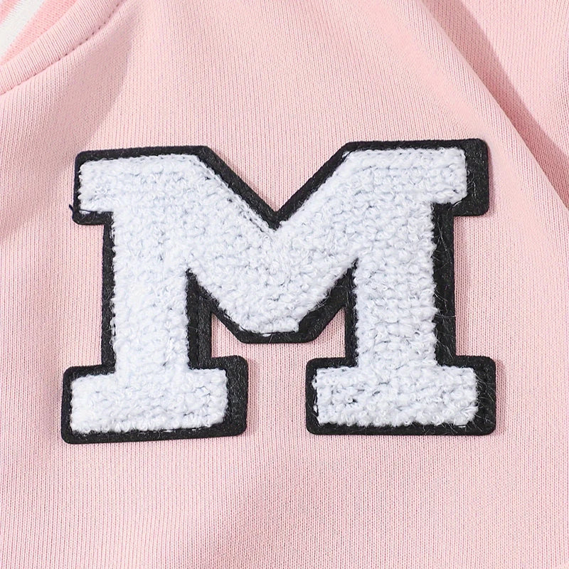 Autumn Winter Girls Letter Embroidery Baseball Uniform Set