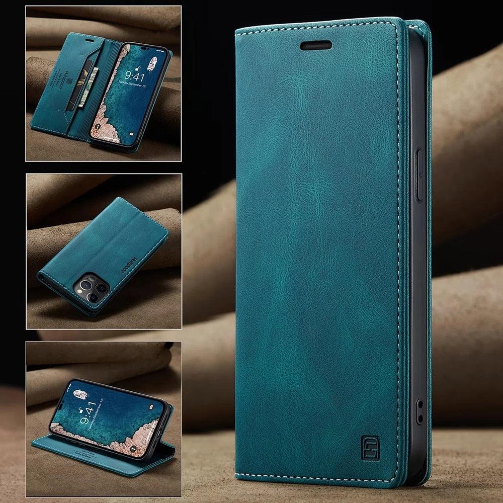 Vintage Wallet Case Card Holder Kickstand Built-in Magnetic Flip Leather Case for iPhone Leather Cases for iPhone 14 13 12 11 Pro Max Mini XR XS Max 8 7 6s Plus Wallet Flip Cover