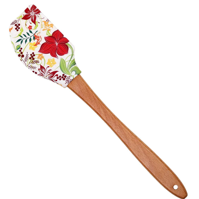 Silicone Spatula Wooden Handle Cake Scraper Butter Spreader Kitchen Tool