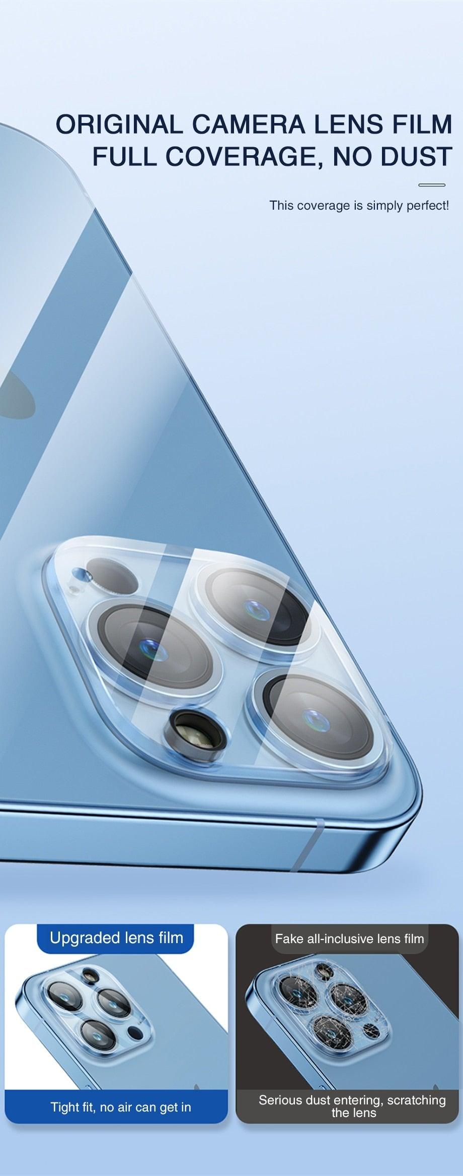 Full Cover HD Back Camera Glass Protectors for iPhone 13 12 Pro Max 13Mini Lens Protective Glass Film on IPhone 11 14 PRO MAX XS Ultra Thin Tempered Glass Camera Lens Screen Protector