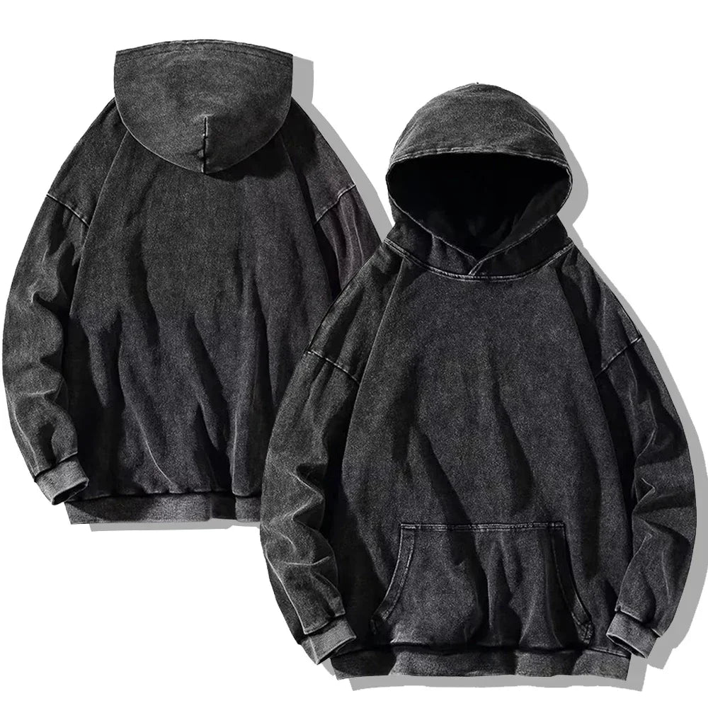 Unisex Cotton Hoodies Vintage Wash Harajuku Style