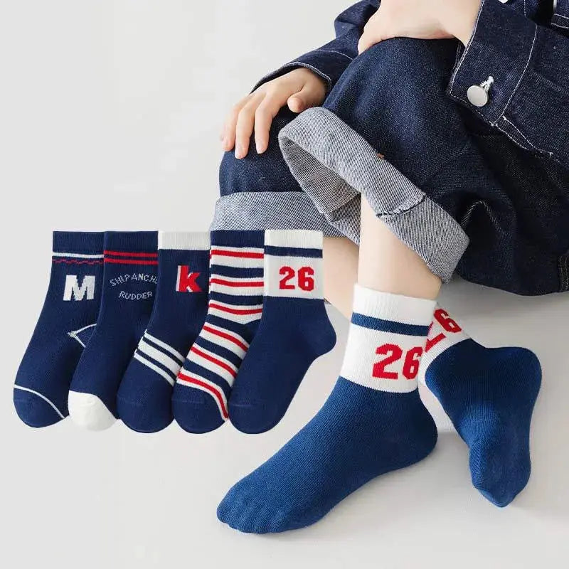 Classic Boys Tennis Crew Socks Soft Cotto