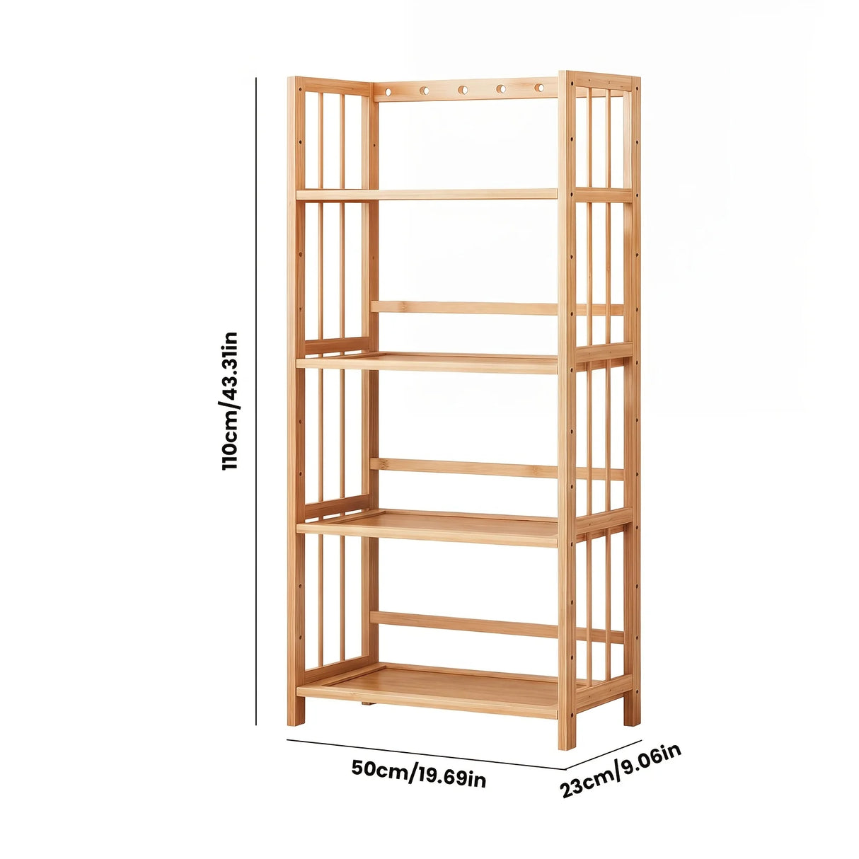 Bamboo Bookshelf with Adjustable Shelves, Narrow 4 or 5 Tier Wooden Bookcase, Natural Storage Shelf Organizer for Small Spaces, Bedroom, Living Room, Home Office, Standing Shelf