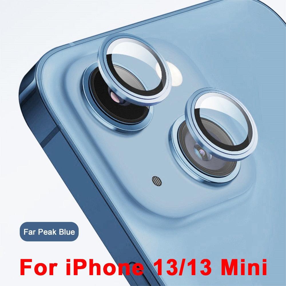3D Protective Glass Camera Protector Cover For iPhone 13 Pro Max i Phone 13Pro 13 Mini Rear Lens Metal Ring Protect Camera Lens Case Individual Metal Scratch Resistant HD Clear Case Tempered Glass Camera Case