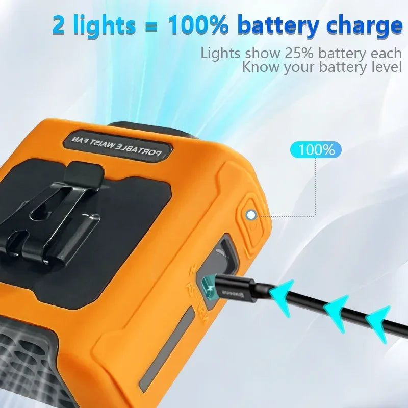 Portable Waist Fan Rechargeable Cooling Fan with Flashlight Neck Hands-Free for Outdoor Indoor Camping Travel As Power Bank