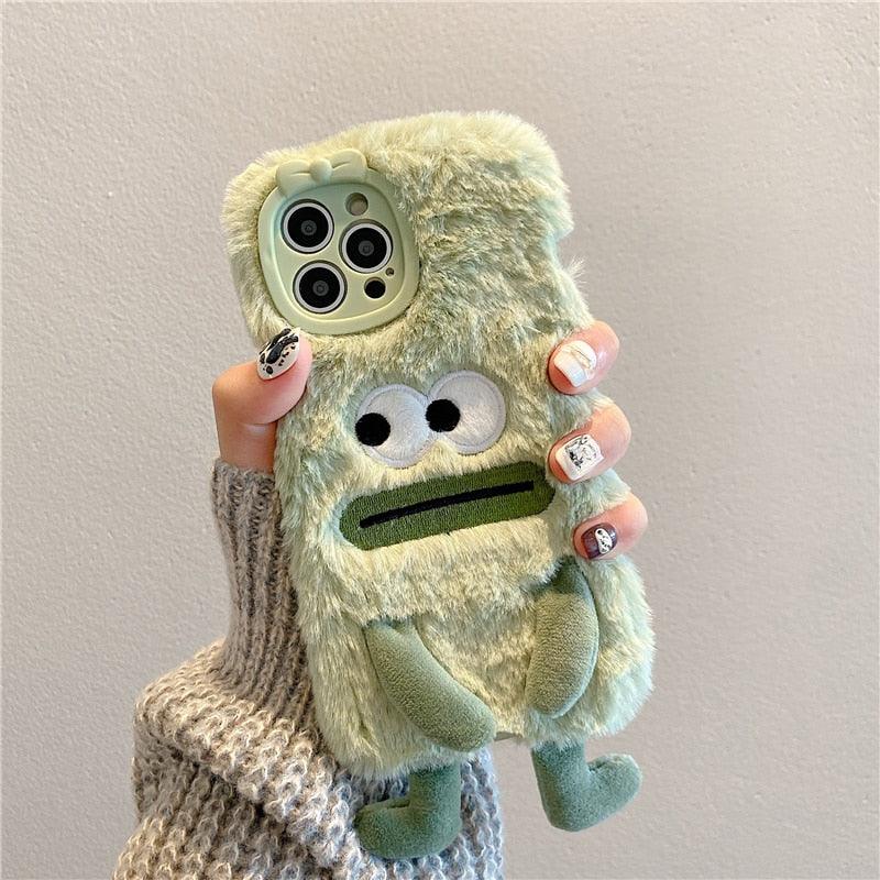 3D Cute Hairy Fluffy Fur Plush Winter Warm Phone Case For iPhone 14 13 12 11 Pro Max Plus Soft Cartoon Back Cover Cute Fuzzy Furry Case Fashion Luxury Case