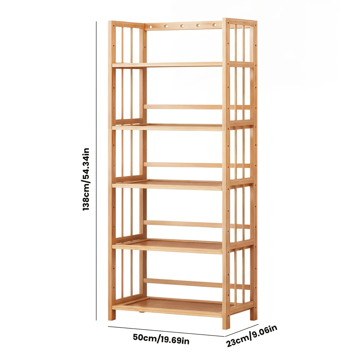 Bamboo Bookshelf with Adjustable Shelves, Narrow 4 or 5 Tier Wooden Bookcase, Natural Storage Shelf Organizer for Small Spaces, Bedroom, Living Room, Home Office, Standing Shelf