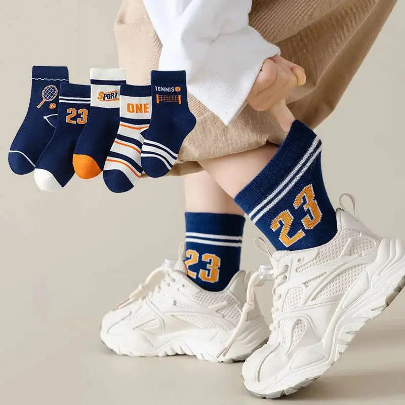 Classic Boys Tennis Crew Socks Soft Cotto