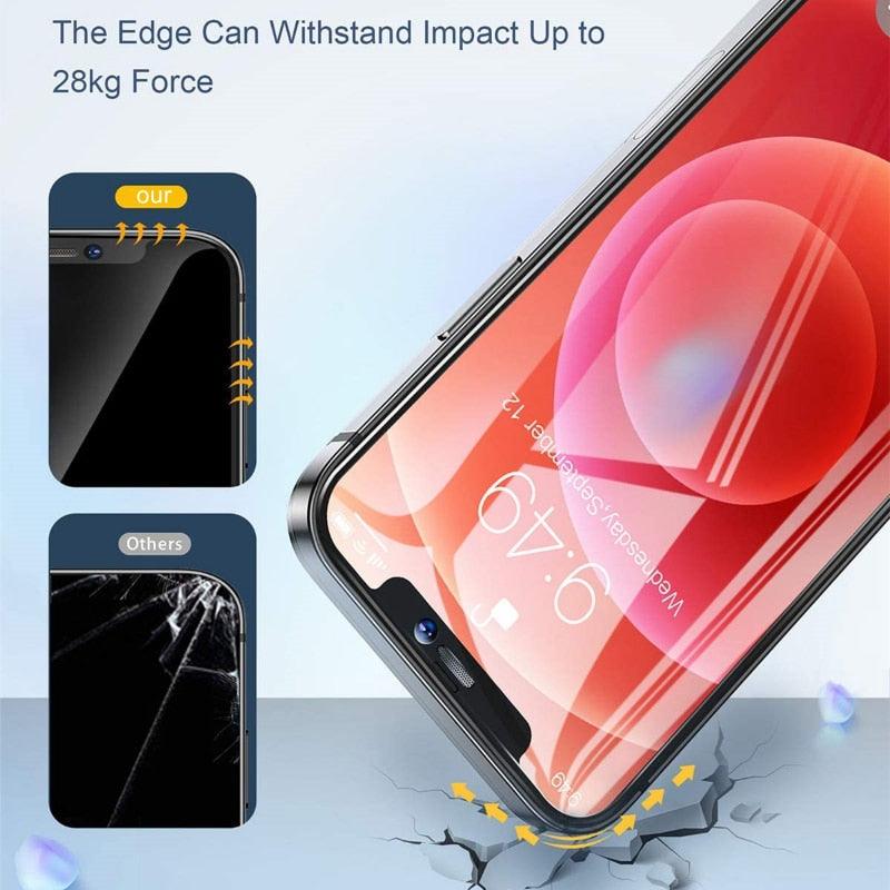 2PCS Alloy Dust Net Tempered Glass for Iphone 14 13 12 11 Pro XS MAX XR Screen Protector for IPhone 13Mini 14Plus Protective Glass Full Edge-to-Edge Screen Protection Glue Tempered Glass for iPhone