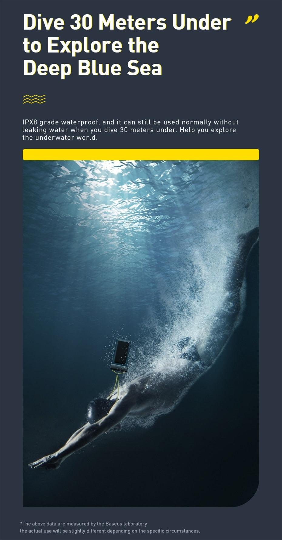 Unique Soft Waterproof Phone Case 7.2inch IPX8 Waterproof Phone Bag For iPhone 13 Waterproof Pouch Diving Surfing Phone Bag Case Cover Adjustable Rope Phone Case