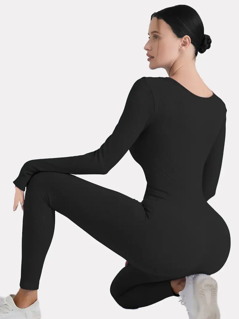 Sleek and Stylish Ribbed Yoga Jumpsuit